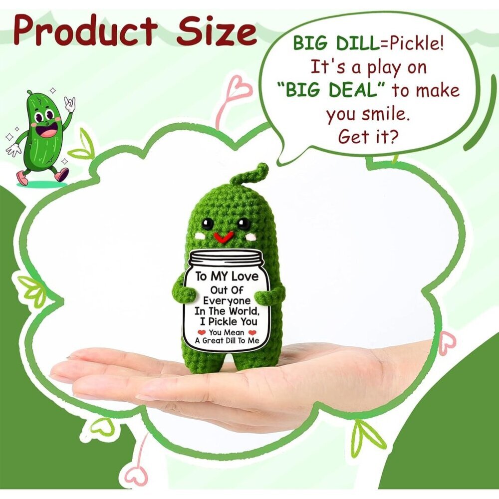 Handmade Crochet Pickle Gifts for Him Her Boyfriend Girlfriend Cute Décor Green - Picture 6 of 6